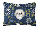 Blue Flowers Pekingese Canvas Fabric Decorative Pillow BB5072PW1216