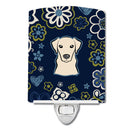 Blue Flowers Yellow Labrador Ceramic Night Light BB5073CNL