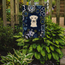 Blue Flowers Yellow Labrador Garden Flag - Outdoor Decorative Yard Flag