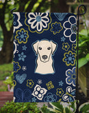 Blue Flowers Yellow Labrador Garden Flag - Outdoor Decorative Yard Flag