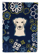 Blue Flowers Yellow Labrador Garden Flag - Outdoor Decorative Yard Flag