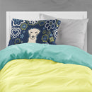 Blue Flowers Yellow Labrador Fabric Standard Pillowcase – Artistic Decorative Front, White Back BB5073PILLOWCASE