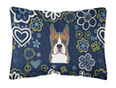 Blue Flowers Boxer Canvas Fabric Decorative Pillow BB5074PW1216