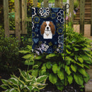 Blue Flowers Cavalier Spaniel Garden Flag - Outdoor Decorative Yard Flag BB5075GF