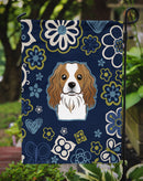 Blue Flowers Cavalier Spaniel Garden Flag - Outdoor Decorative Yard Flag BB5075GF
