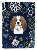 Blue Flowers Cavalier Spaniel Garden Flag - Outdoor Decorative Yard Flag BB5075GF