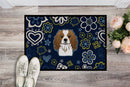 Blue Flowers Cavalier Spaniel Doormat - 18x27 Decorative Floor Mat – Indoor/Outdoor Rug with Artistic Flair BB5075MAT