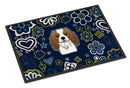 Blue Flowers Cavalier Spaniel Doormat - 18x27 Decorative Floor Mat – Indoor/Outdoor Rug with Artistic Flair BB5075MAT
