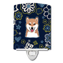 Blue Flowers Shiba Inu Ceramic Night Light BB5076CNL