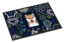 Blue Flowers Shiba Inu Doormat - 24x36 Decorative Floor Mat – Indoor/Outdoor Rug with Artistic Flair BB5076JMAT