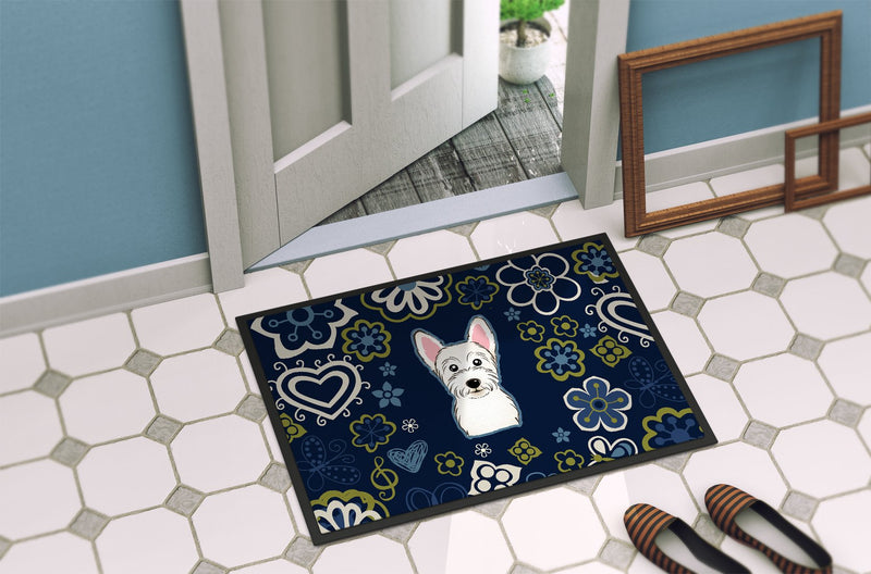 Blue Flowers Westie Indoor or Outdoor Mat 24x36 BB5077JMAT