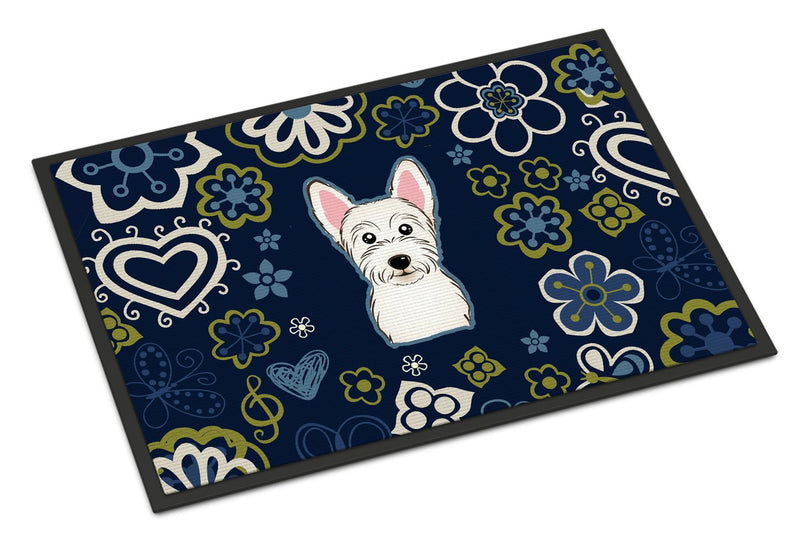 Blue Flowers Westie Indoor or Outdoor Mat 24x36 BB5077JMAT