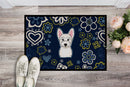 Blue Flowers Westie Doormat - 18x27 Decorative Floor Mat – Indoor/Outdoor Rug with Artistic Flair BB5077MAT