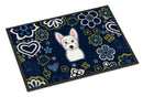 Blue Flowers Westie Doormat - 18x27 Decorative Floor Mat – Indoor/Outdoor Rug with Artistic Flair BB5077MAT