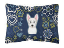 Blue Flowers Westie Canvas Fabric Decorative Pillow BB5077PW1216