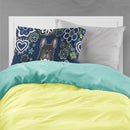 Blue Flowers French Bulldog Fabric Standard Pillowcase – Artistic Decorative Front, White Back BB5078PILLOWCASE