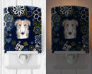 Blue Flowers Borzoi Ceramic Night Light BB5079CNL