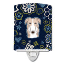 Blue Flowers Borzoi Ceramic Night Light BB5079CNL