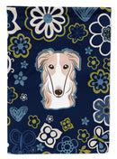 Blue Flowers Borzoi Garden Flag - Outdoor Decorative Yard Flag BB5079GF