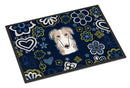 Blue Flowers Borzoi Doormat - 18x27 Decorative Floor Mat – Indoor/Outdoor Rug with Artistic Flair BB5079MAT