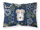 Blue Flowers Borzoi Fabric Standard Pillowcase – Artistic Decorative Front, White Back BB5079PILLOWCASE
