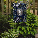 Blue Flowers Saluki Garden Flag - Outdoor Decorative Yard Flag