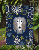 Blue Flowers Saluki Garden Flag - Outdoor Decorative Yard Flag