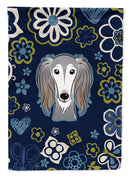 Blue Flowers Saluki Garden Flag - Outdoor Decorative Yard Flag