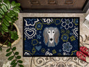 Blue Flowers Saluki Doormat - 24x36 Decorative Floor Mat – Indoor/Outdoor Rug with Artistic Flair BB5080JMAT