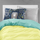 Blue Flowers Saluki Fabric Standard Pillowcase – Artistic Decorative Front, White Back BB5080PILLOWCASE