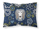 Blue Flowers Saluki Fabric Standard Pillowcase – Artistic Decorative Front, White Back BB5080PILLOWCASE