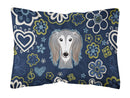 Blue Flowers Saluki Canvas Fabric Decorative Pillow BB5080PW1216