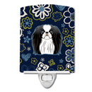 Blue Flowers Japanese Chin Ceramic Night Light BB5081CNL
