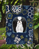 Blue Flowers Japanese Chin Garden Flag - Outdoor Decorative Yard Flag