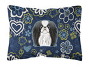 Blue Flowers Japanese Chin Canvas Fabric Decorative Pillow BB5081PW1216