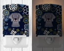 Blue Flowers Weimaraner Ceramic Night Light Compact, UL-Certified, Ideal for Bedroom, Bathroom, Nursery, Hallway, Kitchen, 6x4x3, Multicolor