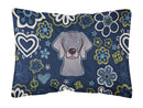Blue Flowers Weimaraner Canvas Fabric Decorative Pillow BB5082PW1216