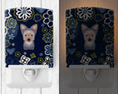 Blue Flowers Yorkie Puppy Ceramic Night Light BB5083CNL