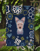 Blue Flowers Yorkie Puppy Garden Flag - Outdoor Decorative Yard Flag BB5083GF