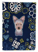 Blue Flowers Yorkie Puppy Garden Flag - Outdoor Decorative Yard Flag BB5083GF