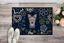 Blue Flowers Yorkie Puppy Doormat - 24x36 Decorative Floor Mat – Indoor/Outdoor Rug with Artistic Flair BB5083JMAT
