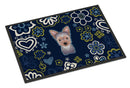 Blue Flowers Yorkie Puppy Doormat - 24x36 Decorative Floor Mat – Indoor/Outdoor Rug with Artistic Flair BB5083JMAT