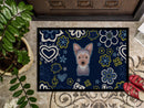 Blue Flowers Yorkie Puppy Doormat - 18x27 Decorative Floor Mat – Indoor/Outdoor Rug with Artistic Flair BB5083MAT