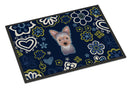 Blue Flowers Yorkie Puppy Doormat - 18x27 Decorative Floor Mat – Indoor/Outdoor Rug with Artistic Flair BB5083MAT