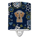 Blue Flowers Wirehaired Dachshund Ceramic Night Light BB5084CNL