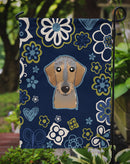 Blue Flowers Wirehaired Dachshund Garden Flag - Outdoor Decorative Yard Flag BB5084GF