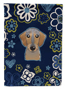 Blue Flowers Wirehaired Dachshund Garden Flag - Outdoor Decorative Yard Flag BB5084GF