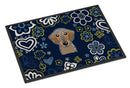 Blue Flowers Wirehaired Dachshund Doormat - 24x36 Decorative Floor Mat – Indoor/Outdoor Rug with Artistic Flair BB5084JMAT