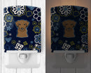 Blue Flowers Chocolate Labrador Ceramic Night Light BB5085CNL
