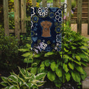 Blue Flowers Chocolate Labrador Garden Flag - Outdoor Decorative Yard Flag BB5085GF